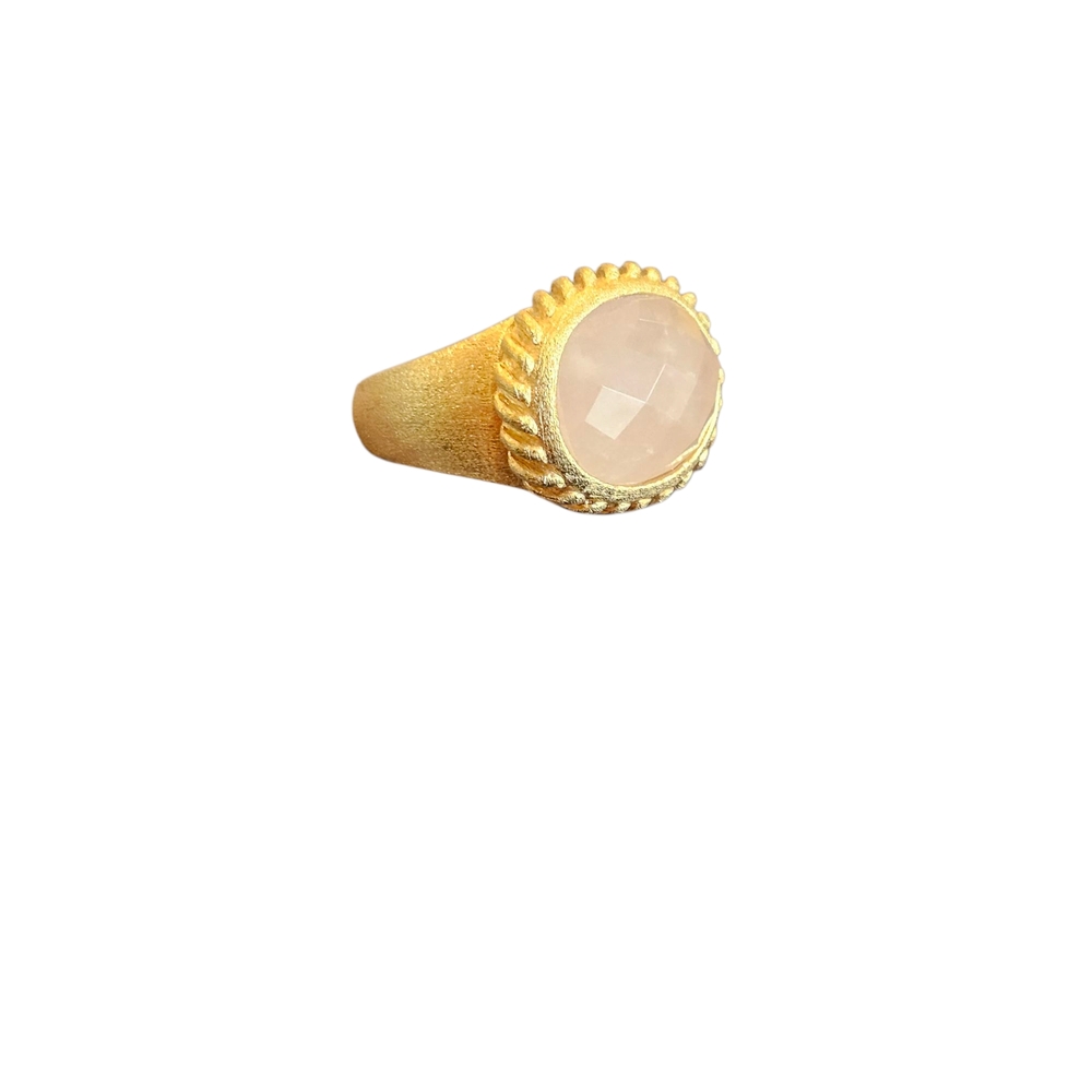 NWT - 18k Clad Gold and Rose Quartz Stone Ring - Size 8 - Picture 7 of 9